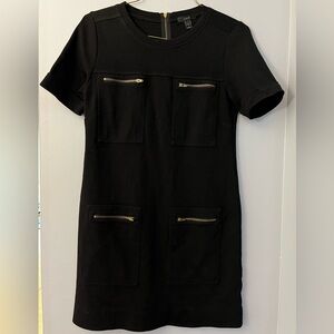 J crew black wool shift dress